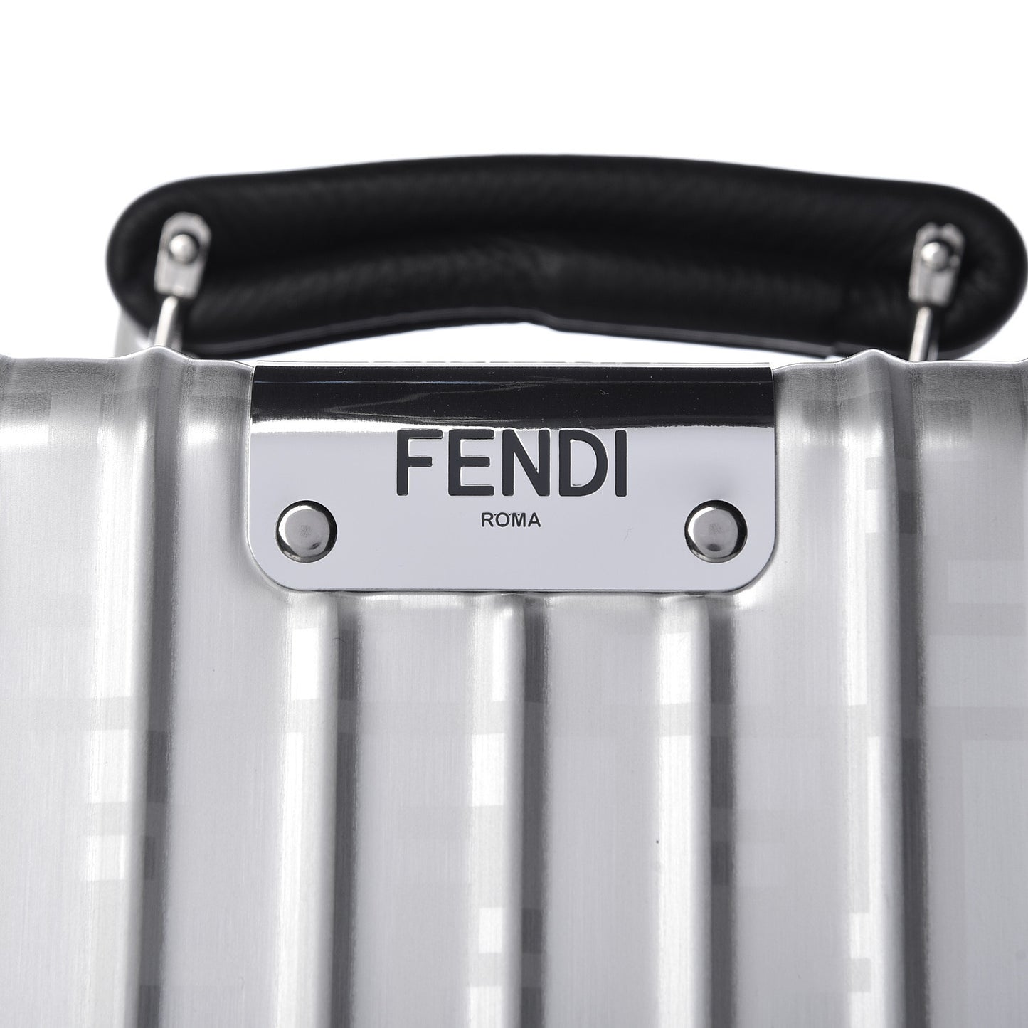 X RIMOWA Aluminum FF Print Roll Away Carry On Luggage Silver