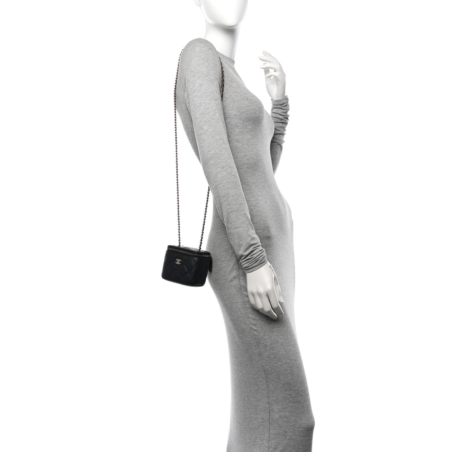 Chanel Caviar Quilted Mini Vanity Case With Chain Black 2 of 11