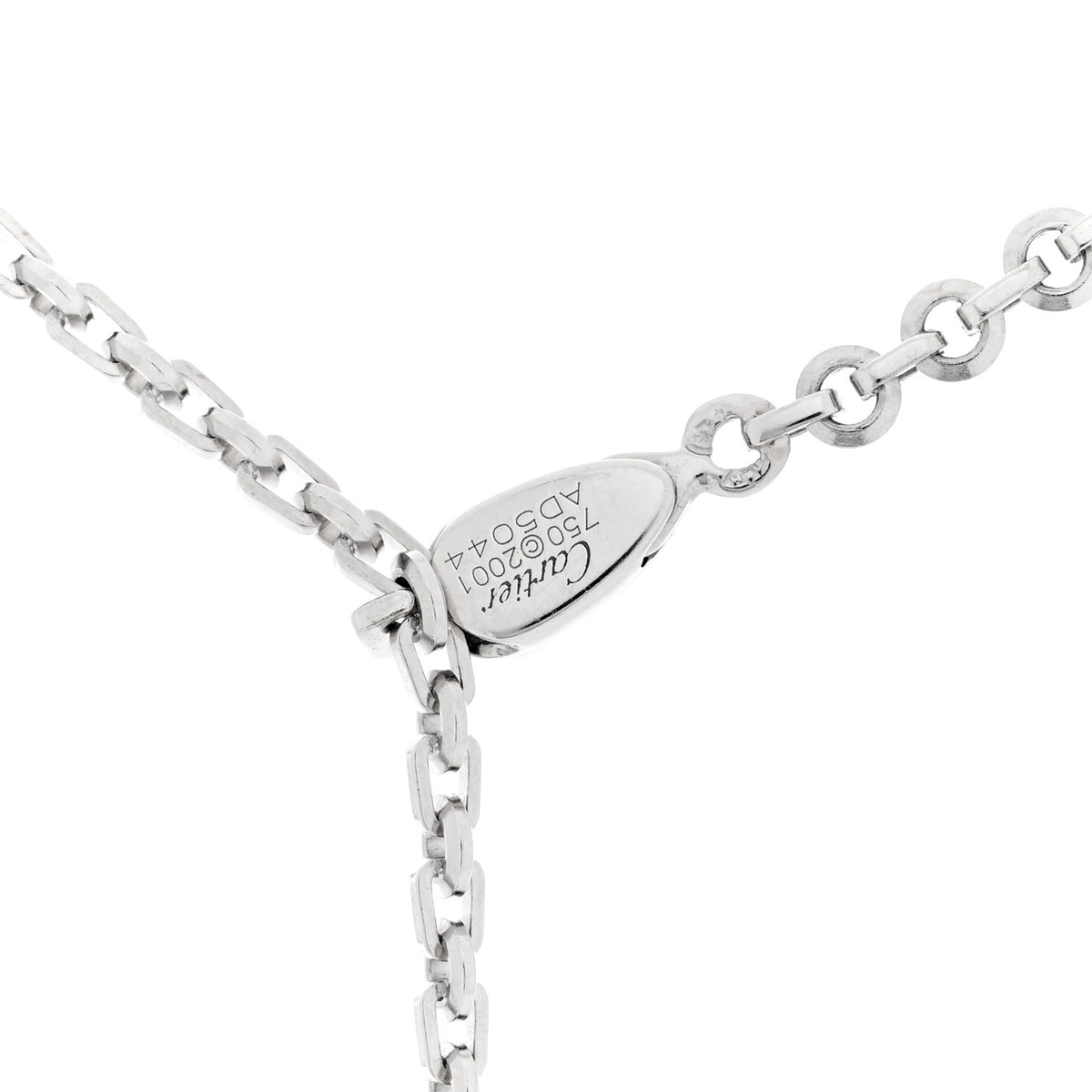 Cartier 18K White Gold Diamond Pearl 8.5mm Lariat Pendant Necklace 4 of 5