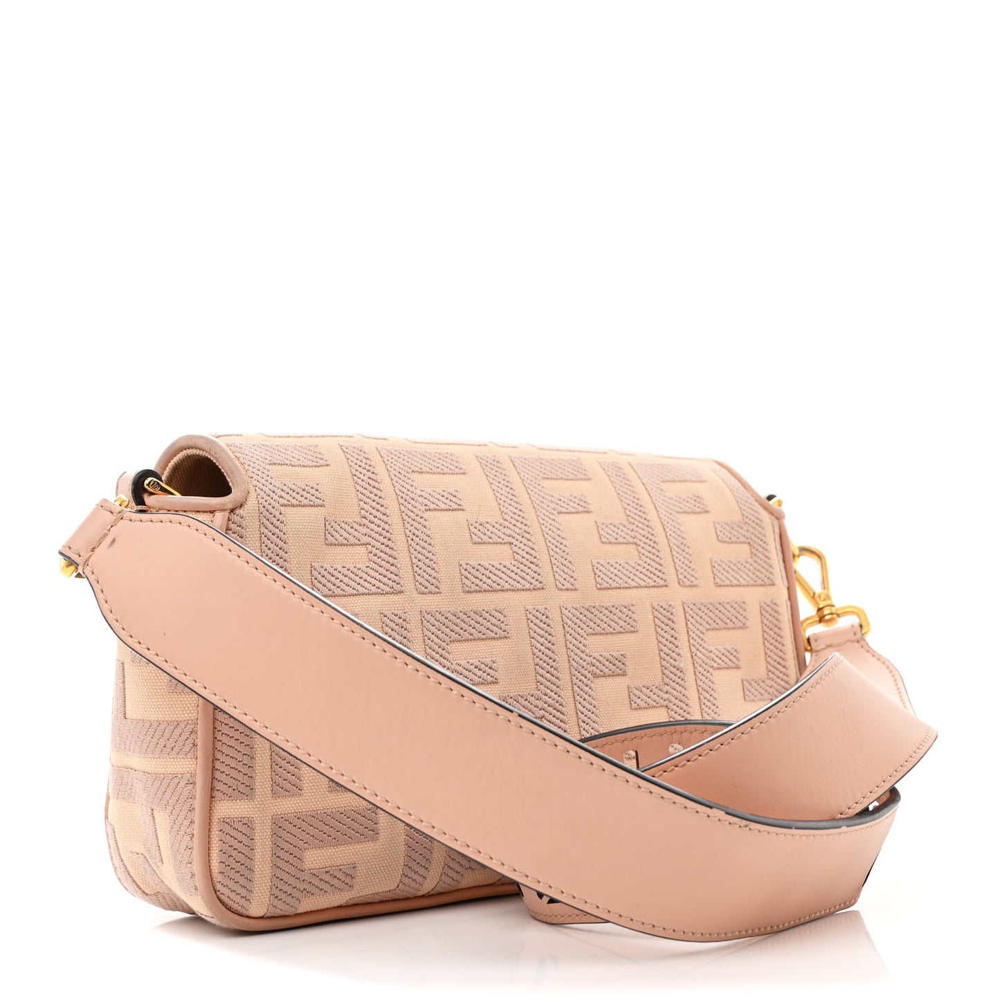 Canvas Vitello King Extra Strap FF Embroidered Baguette Baby Pink