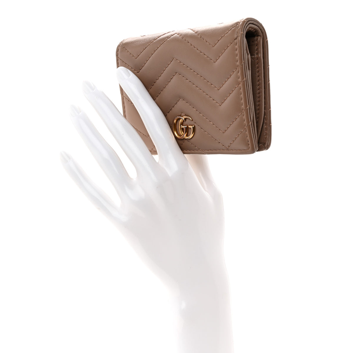 Calfskin Matelasse GG Marmont Card Case Wallet Porcelain Rose