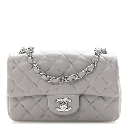 Chanel Lambskin Quilted Mini Rectangular Flap Grey 1 of 10