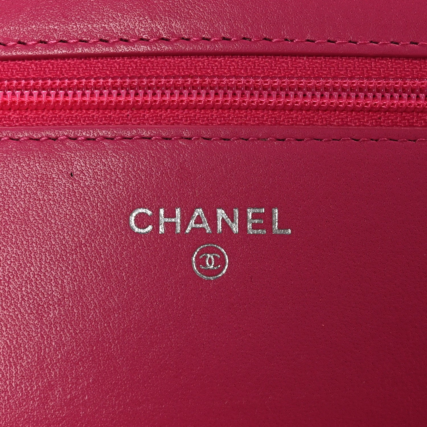 Chanel Lambskin Quilted Wallet On Chain WOC Dark Pink 6 of 11