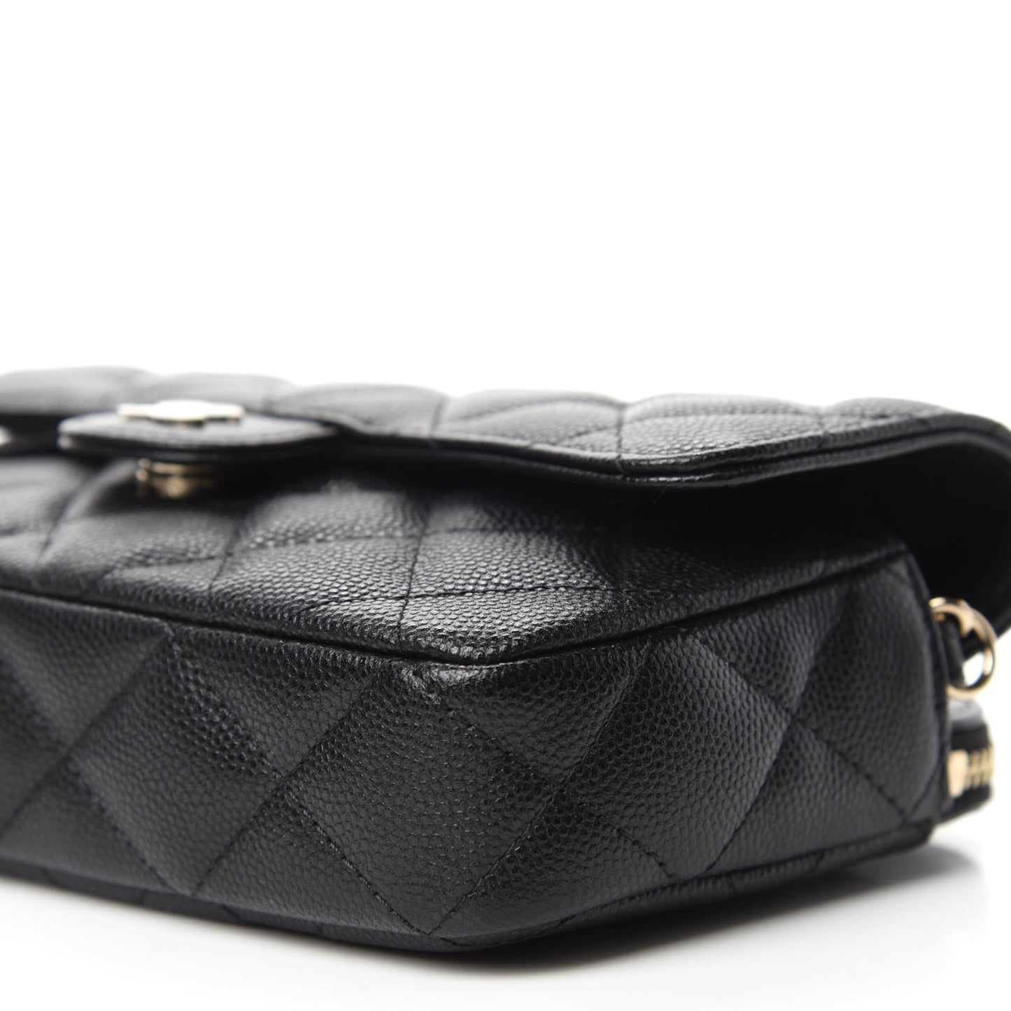 Caviar Quilted Flap Phone Holder With Chain Black