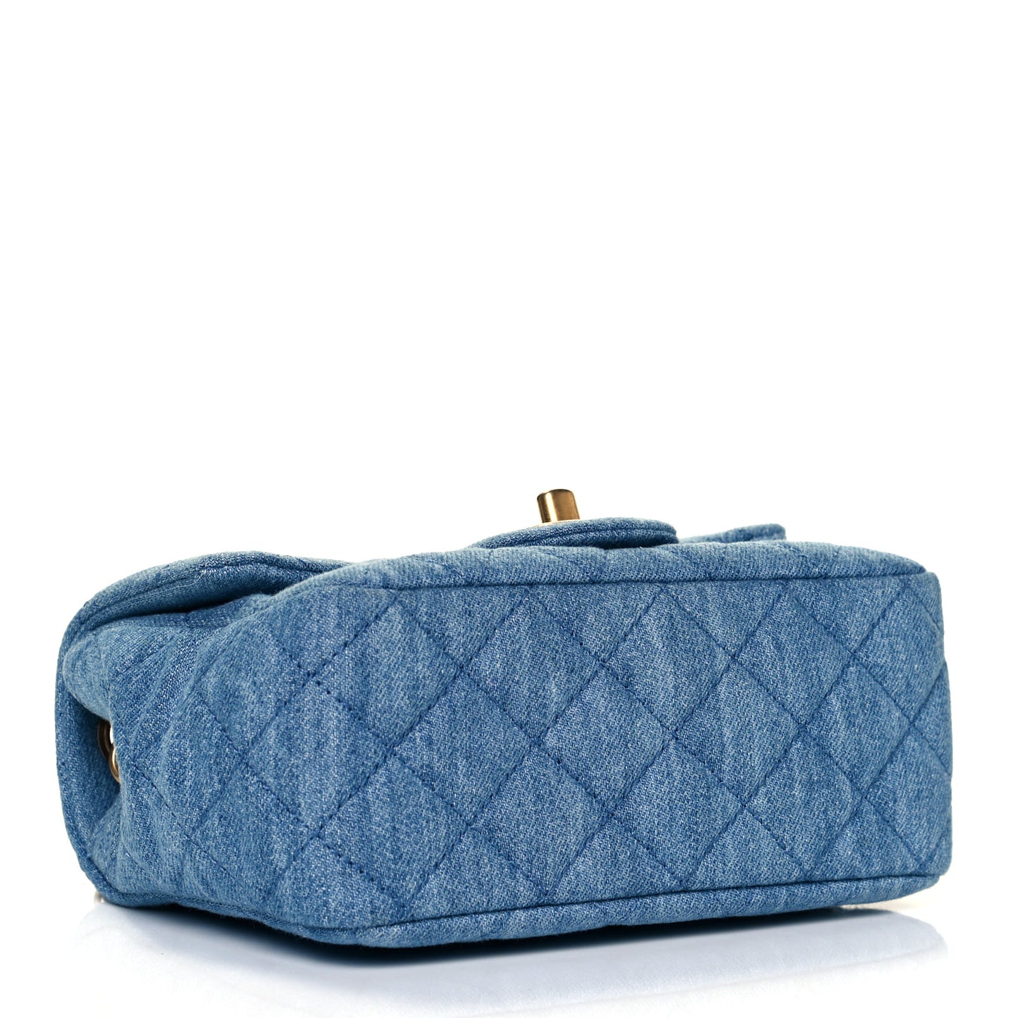 Denim Quilted Mini Pearl Crush Flap Blue