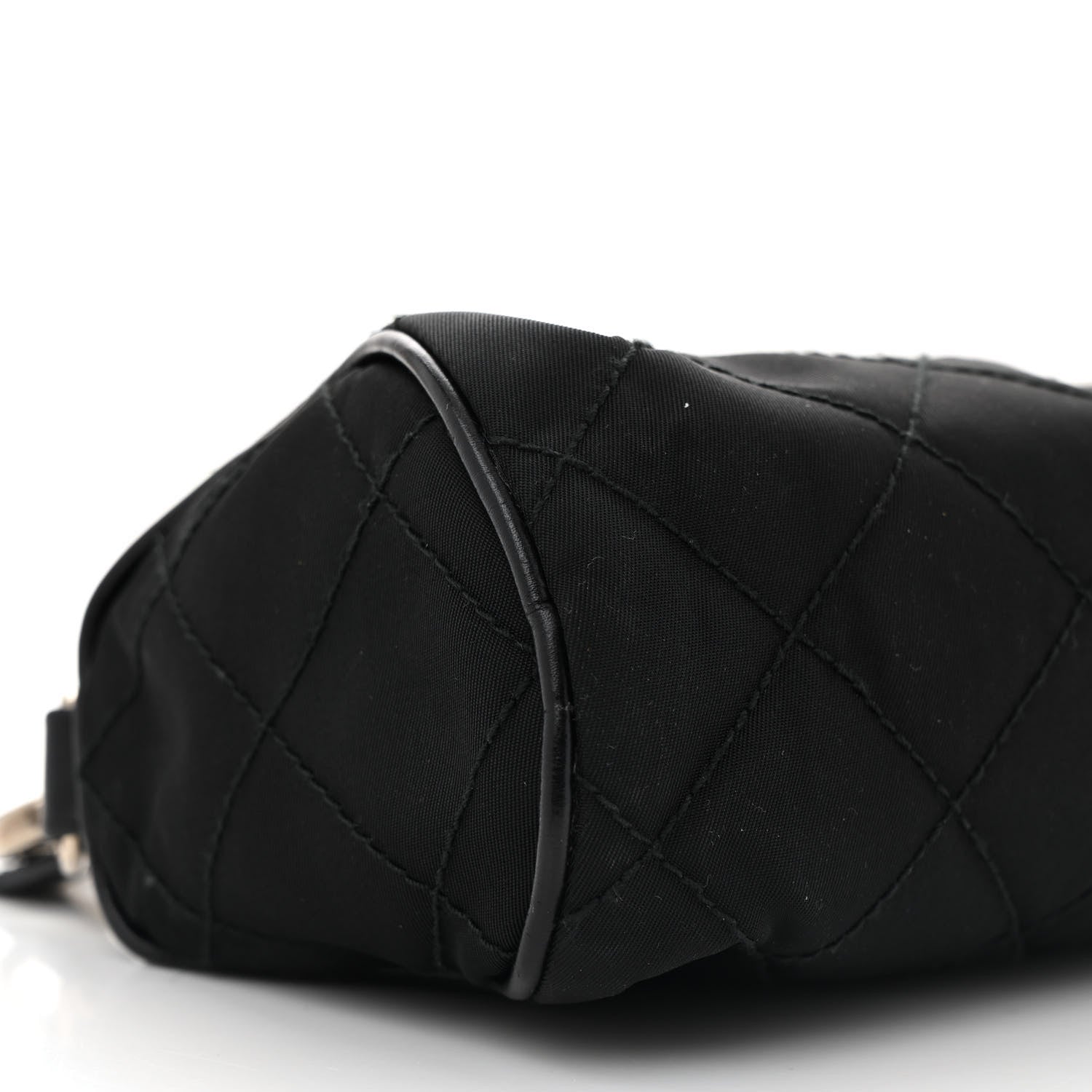 Prada Tessuto Nylon Saffiano Impunturato Quilted Barrel Pochette Black 9 of 14