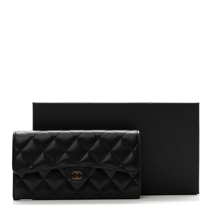 Chanel Caviar Quilted Large Gusset Flap Wallet Black 10 of 10
