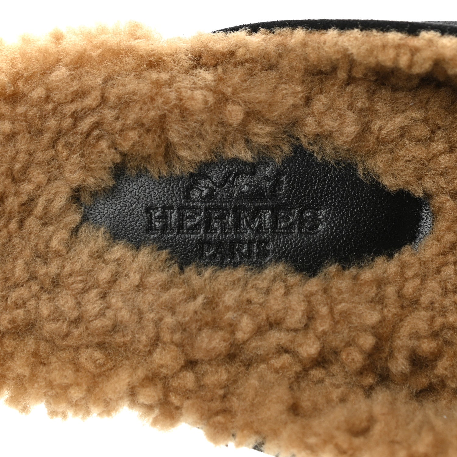 Hermes Suede Goatskin Woolskin Flore 60 Mules 39 Black Camel 7 of 8