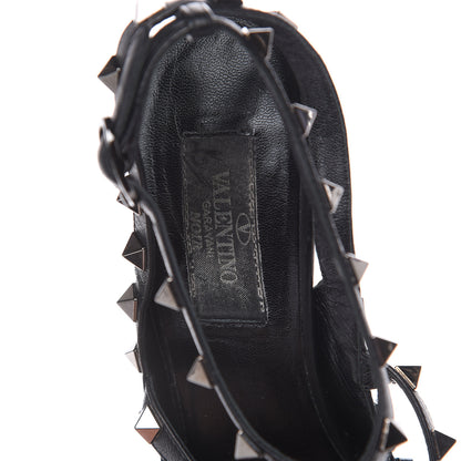 Valentino Garavani Calfskin Nappa Rockstud Ankle Strap 100mm Pumps 37.5 Black 7 of 10