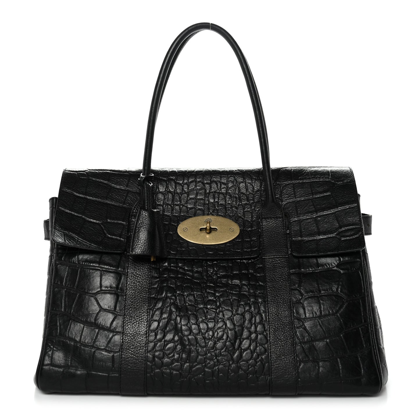 Calfskin Crocodile Embossed Bayswater Black