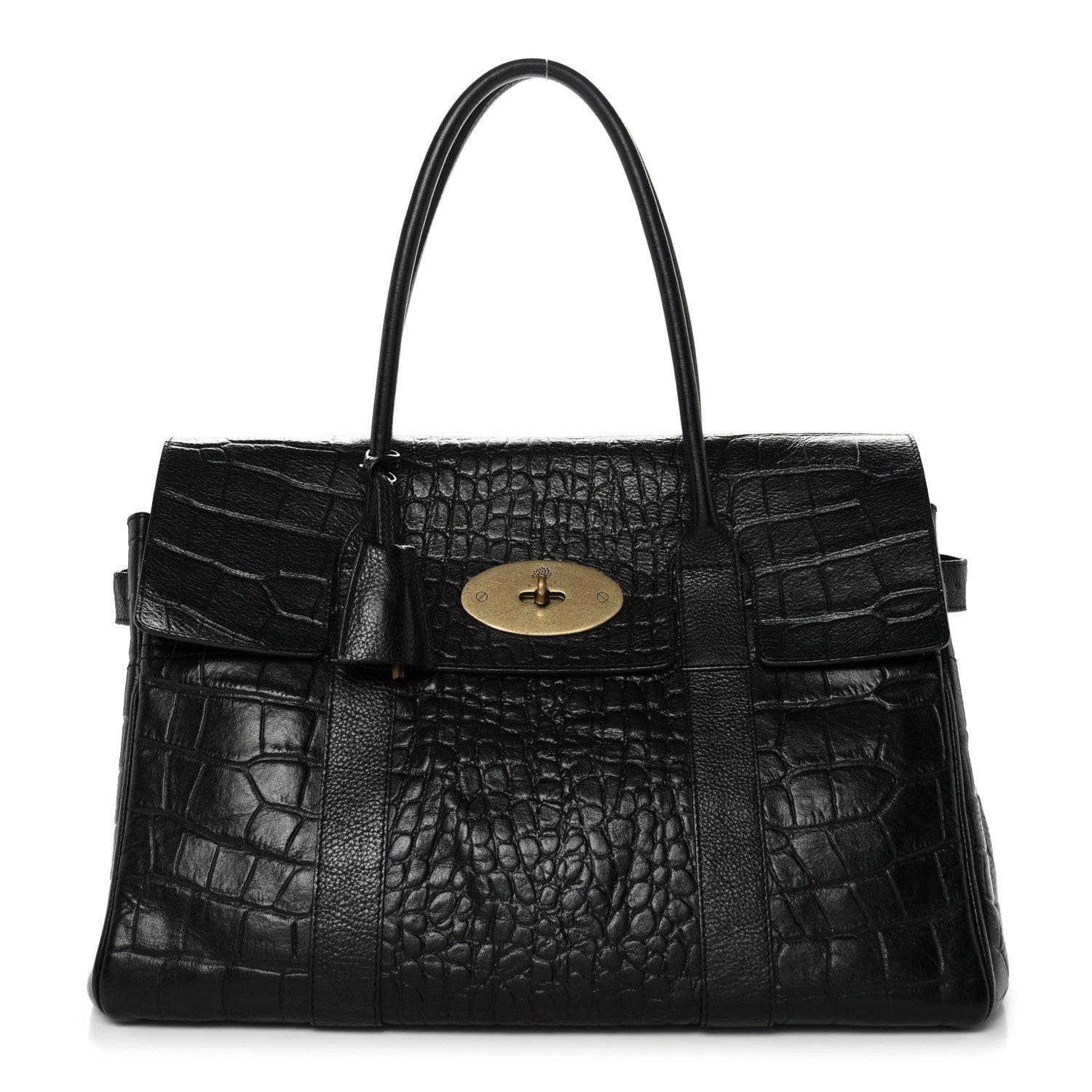 Mulberry Calfskin Crocodile Embossed Bayswater Black 1 of 13