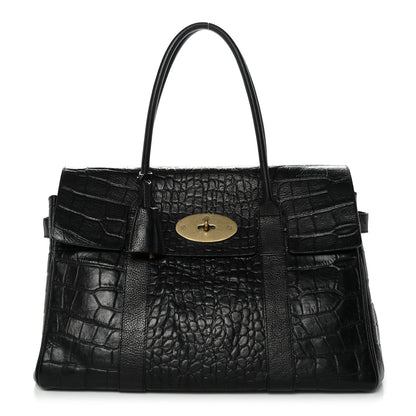 Mulberry Calfskin Crocodile Embossed Bayswater Black 1 of 13