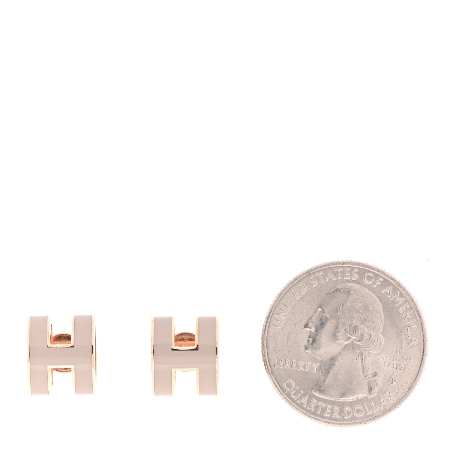 Hermes Rose Gold Lacquered Pop H Earrings Marron Glace 2 of 5