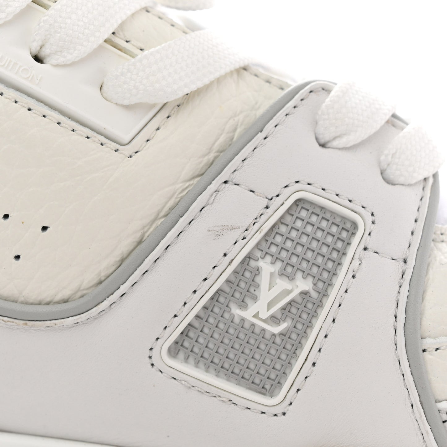 Calfskin Mens LV Trainer Sneakers 9 White