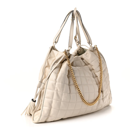 Gucci Calfskin Quilted Large Deco Tote Bag Mystic White 3 of 10