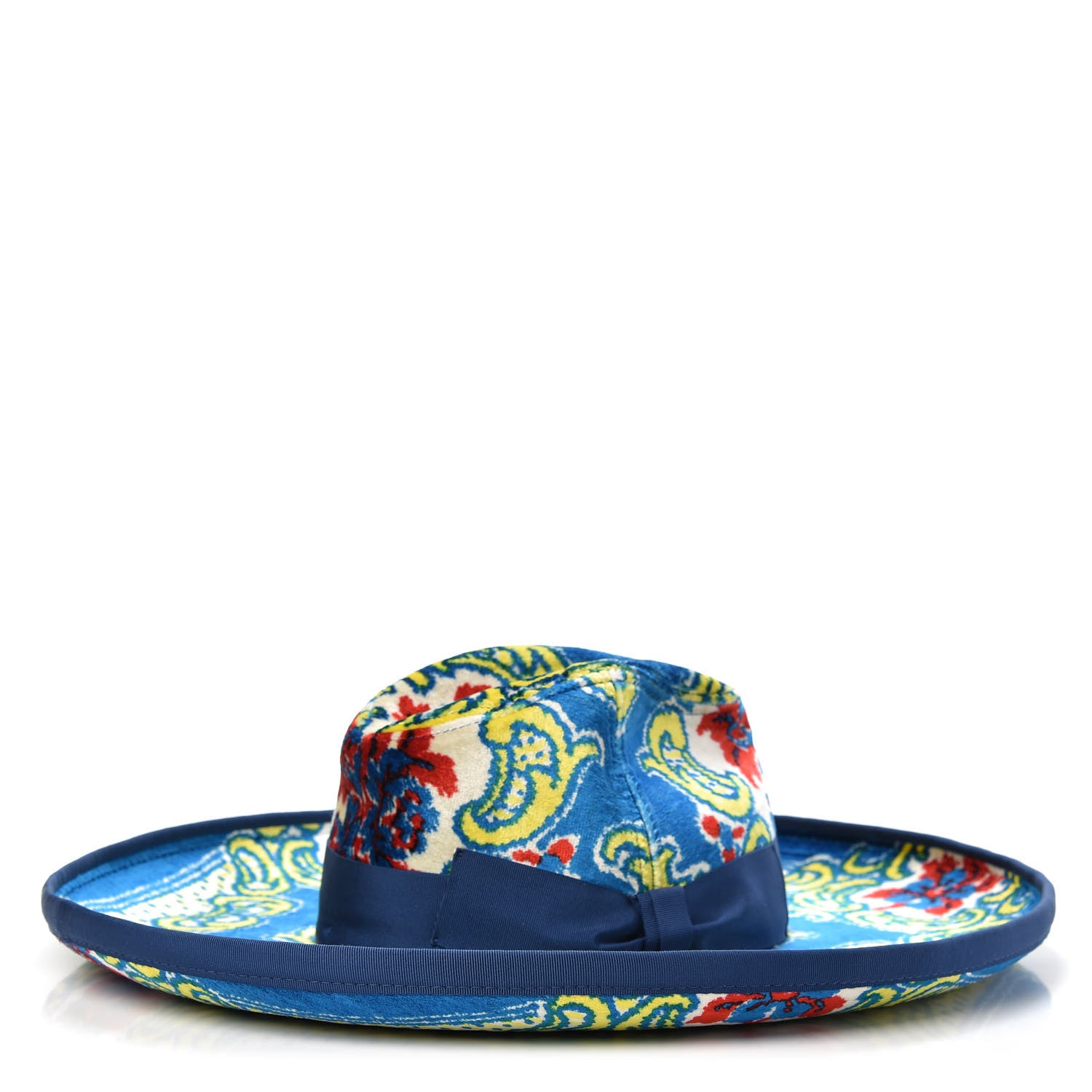 Gucci Velvet Brocade Wide Brim Hat M Periwinkle Blue 4 of 6