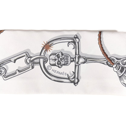 Hermes Silk C'est la Fete Twilly Beige Rose Caramel White 4 of 4