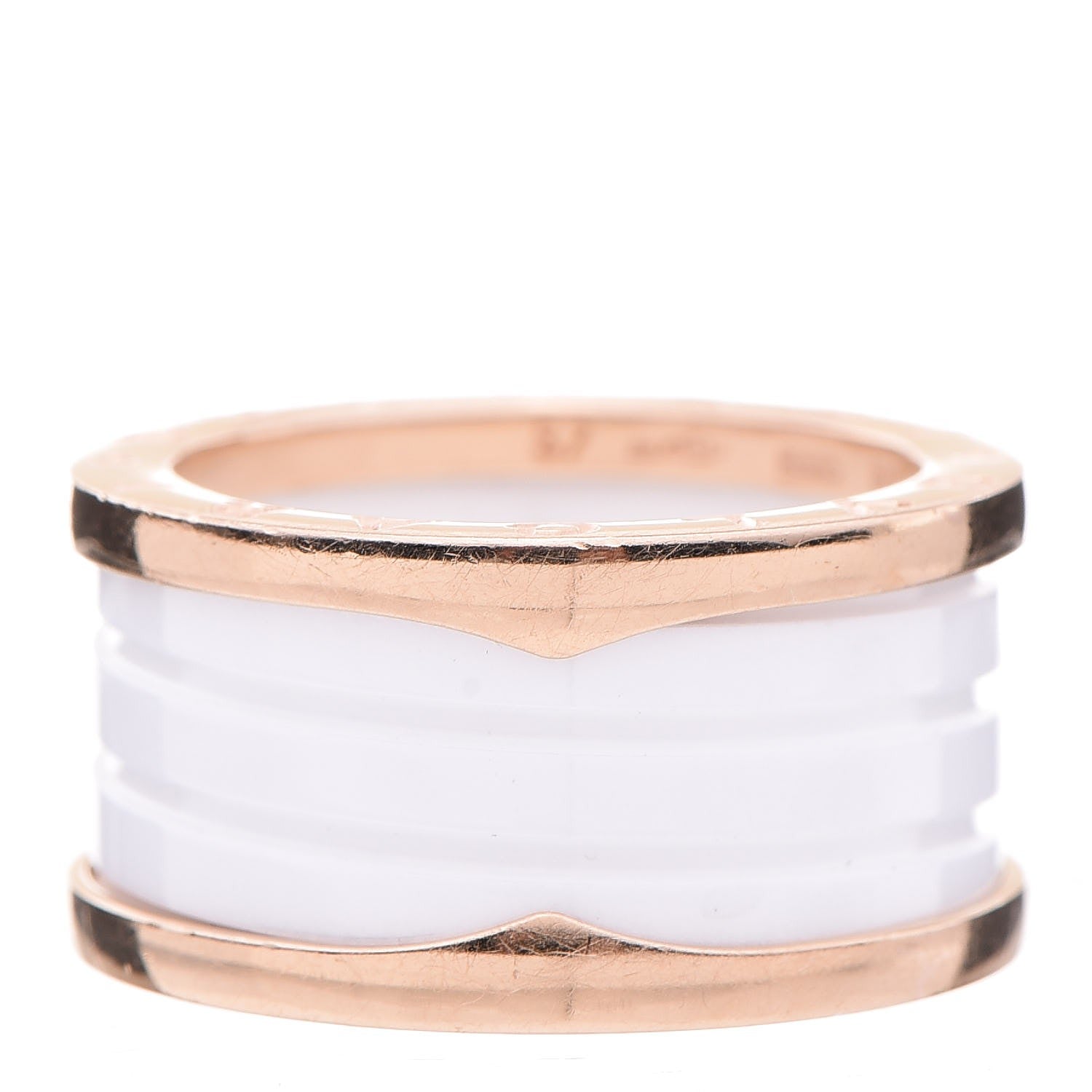Bulgari 18K Rose Gold White Ceramic B.Zero1 Four-Band Ring 57 8 1 of 6