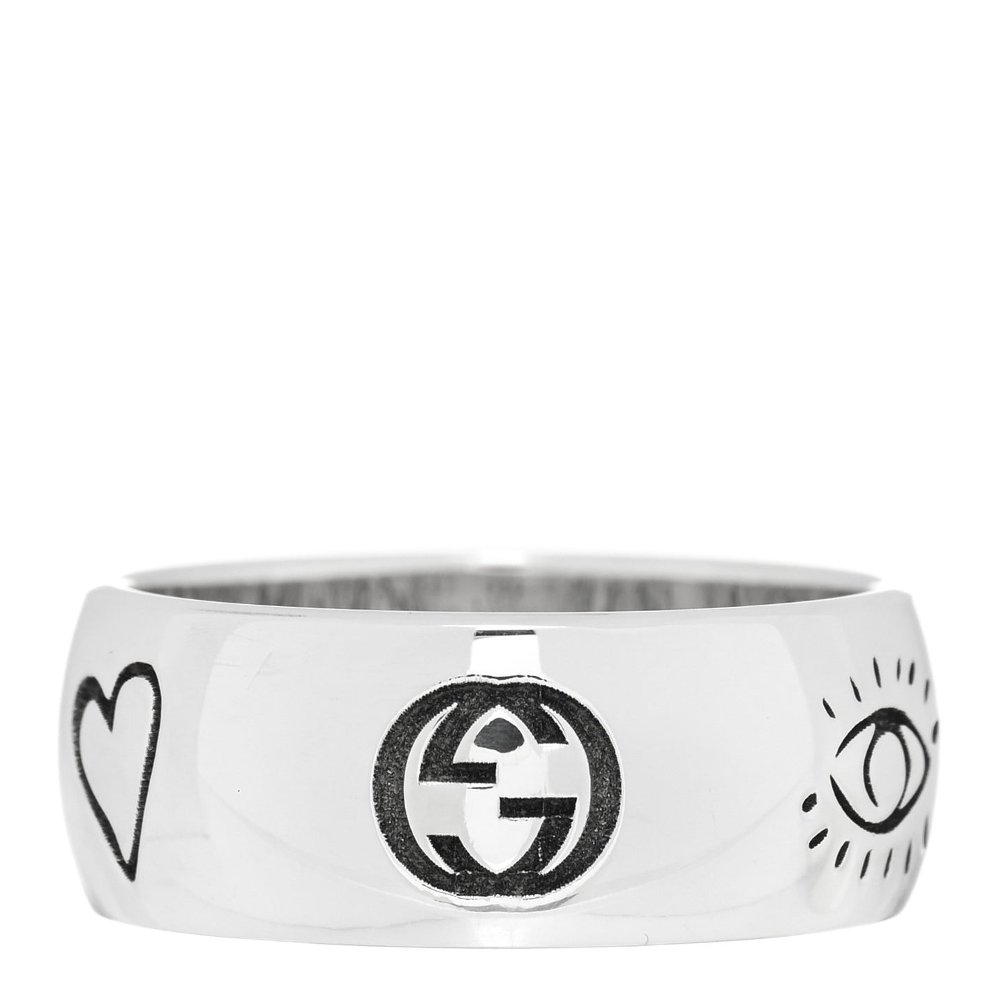 Sterling Silver Wide Blind for Love Band Ring 63 10.5