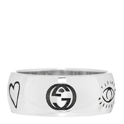 Gucci Sterling Silver Wide Blind for Love Band Ring 63 10.5 3 of 4