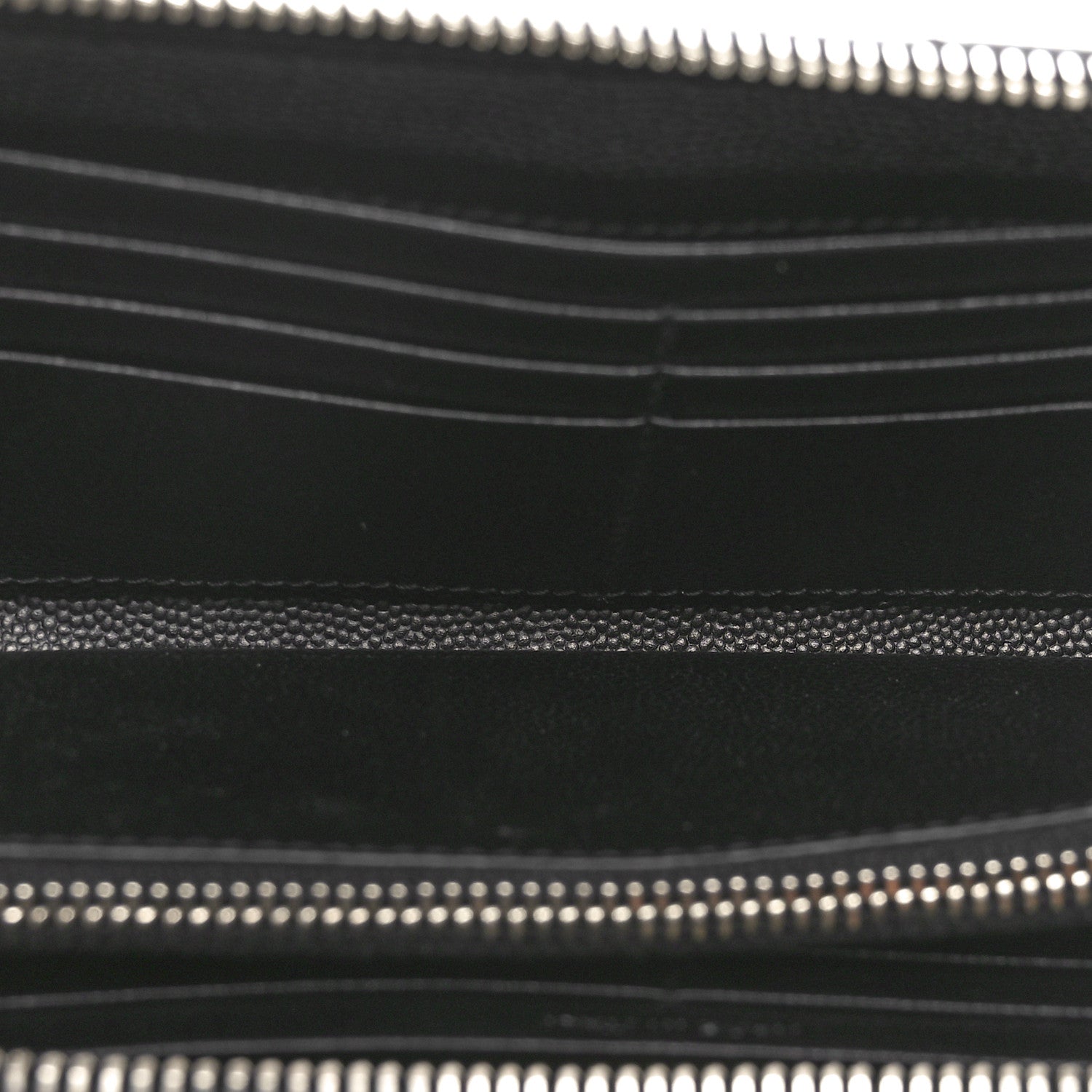 Saint Laurent Grain De Poudre Matelasse Chevron Monogram Zip Around Wallet Black 5 of 9