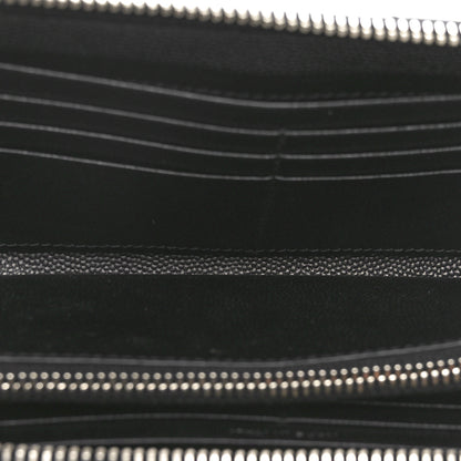 Saint Laurent Grain De Poudre Matelasse Chevron Monogram Zip Around Wallet Black 5 of 9