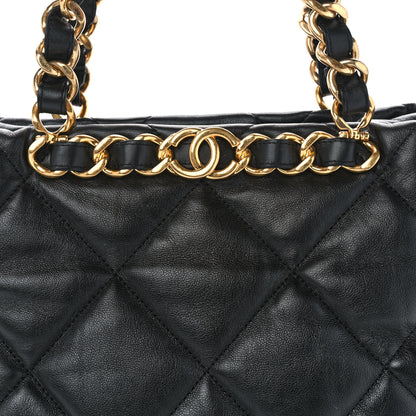 Chanel Lambskin Quilted Small Shopping Bag Black 8 of 10