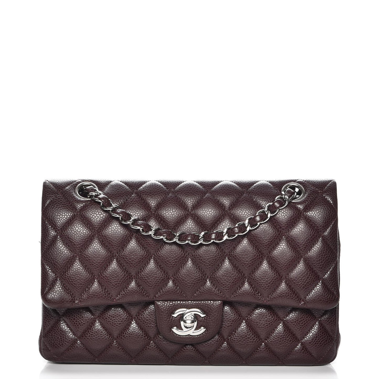 Caviar Quilted Medium Double Flap Burgundy