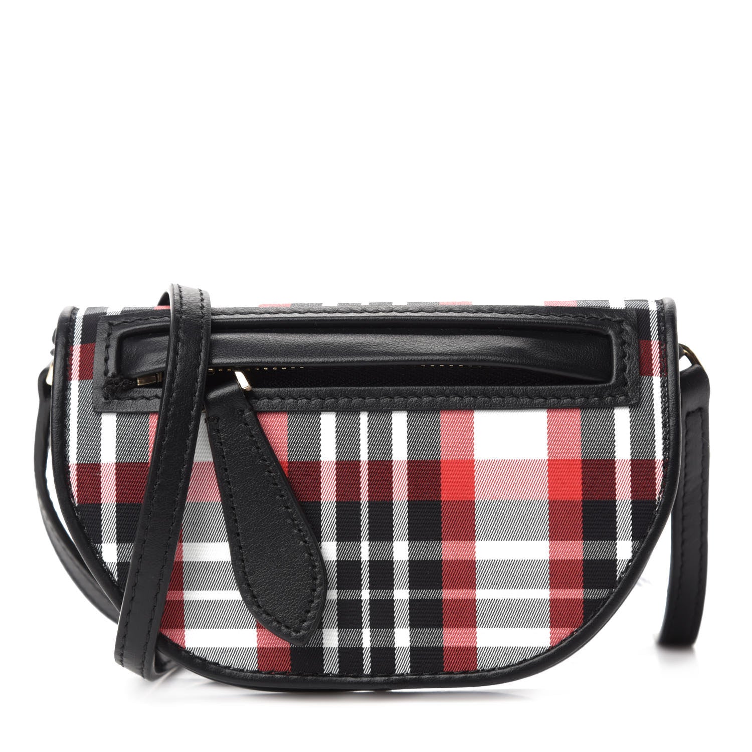 Burberry Calfskin Nylon Tartan Micro Olympia Card Case Bright Red 1 of 9