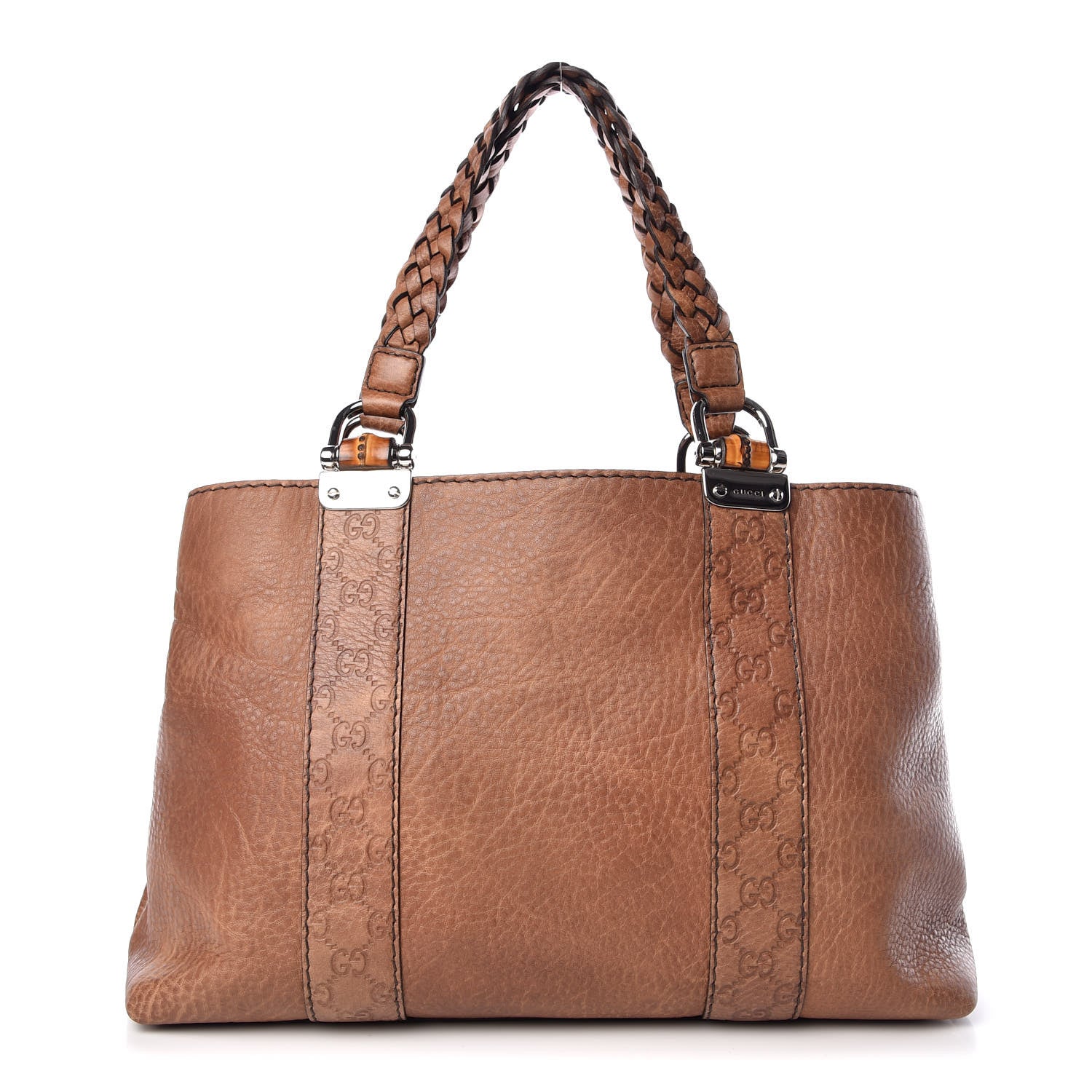 Gucci Calfskin Medium Bamboo Bar Tote Bag Brown 1 of 9
