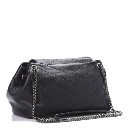 Saint Laurent Pebbled Lambskin Chevron Monogram Small Nolita Black 4 of 12