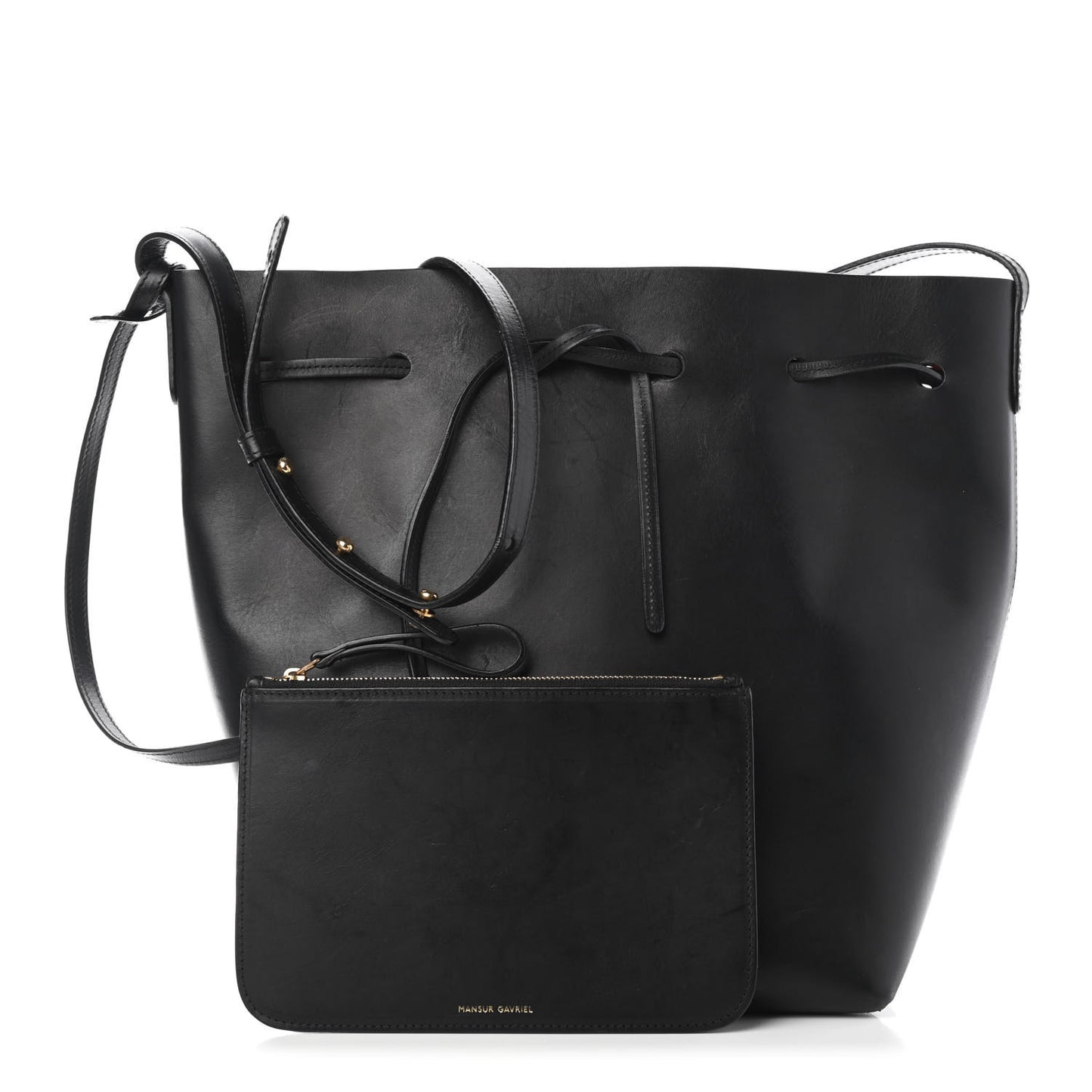 Vegetable Tanned Calfskin Bucket Bag Black Flamma