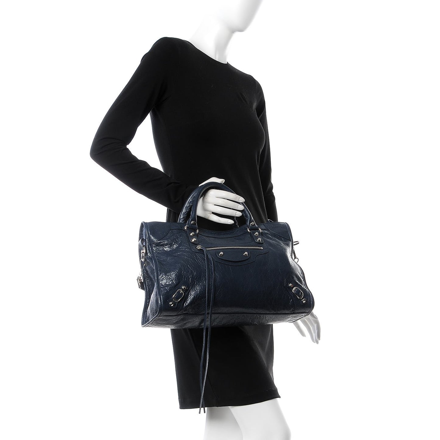 Agneau Classic Silver Hardware City Bleu Obscur