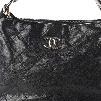 Chanel Glazed Calfskin On The Road Hobo Black 10 of 10