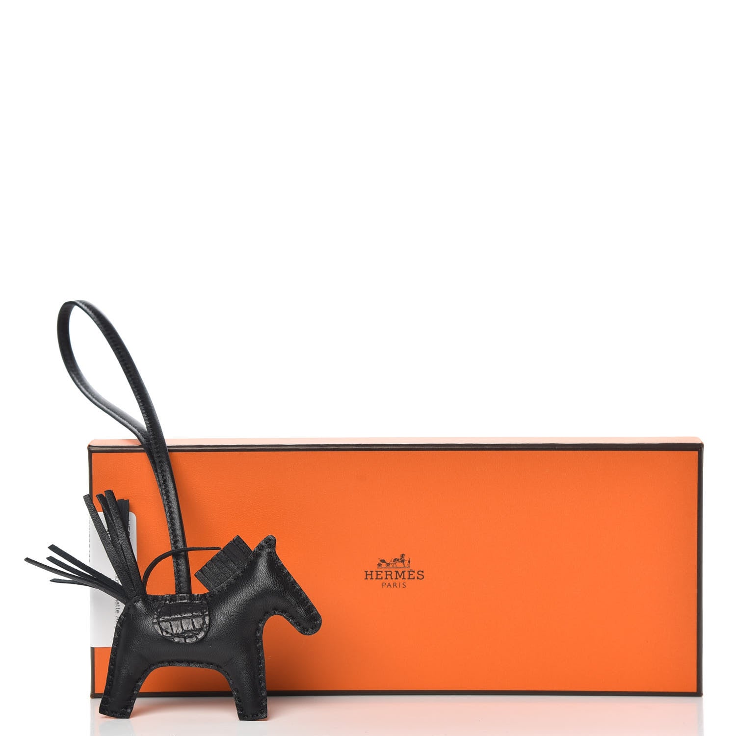 Hermes Milo Lambskin Matte Alligator Touch Grigri Rodeo Horse Bag Charm PM So Black 4 of 4