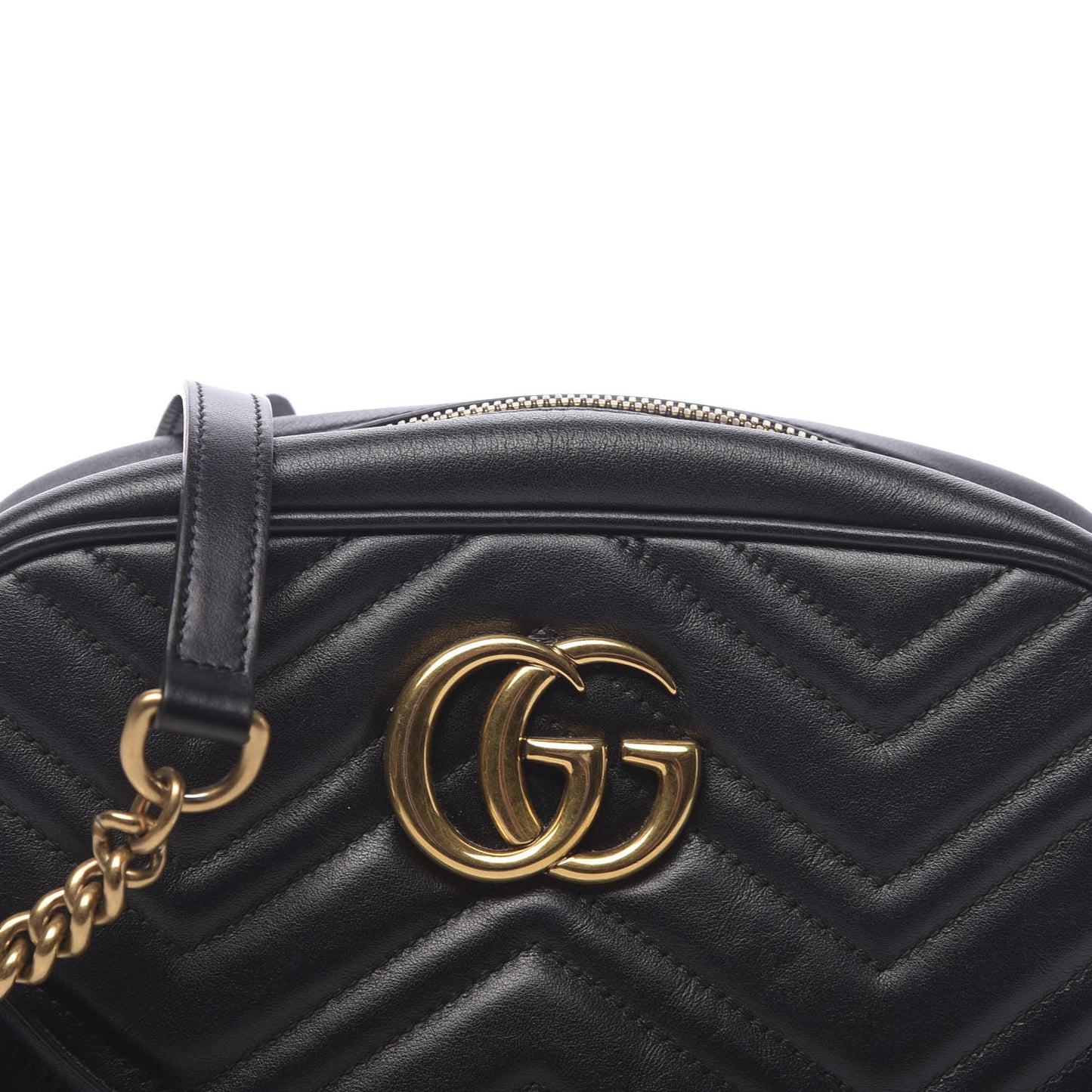 Calfskin Matelasse Small GG Marmont Chain Shoulder Bag Black