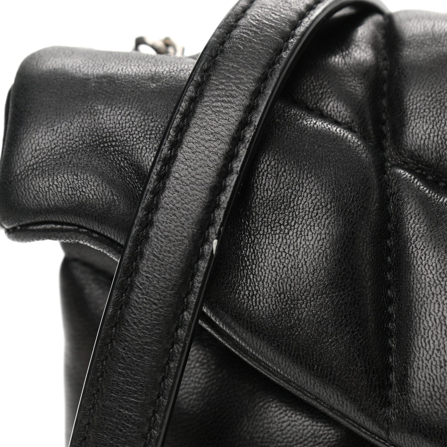 Lambskin Quilted Toy Loulou Puffer Monogram Chain Satchel Black