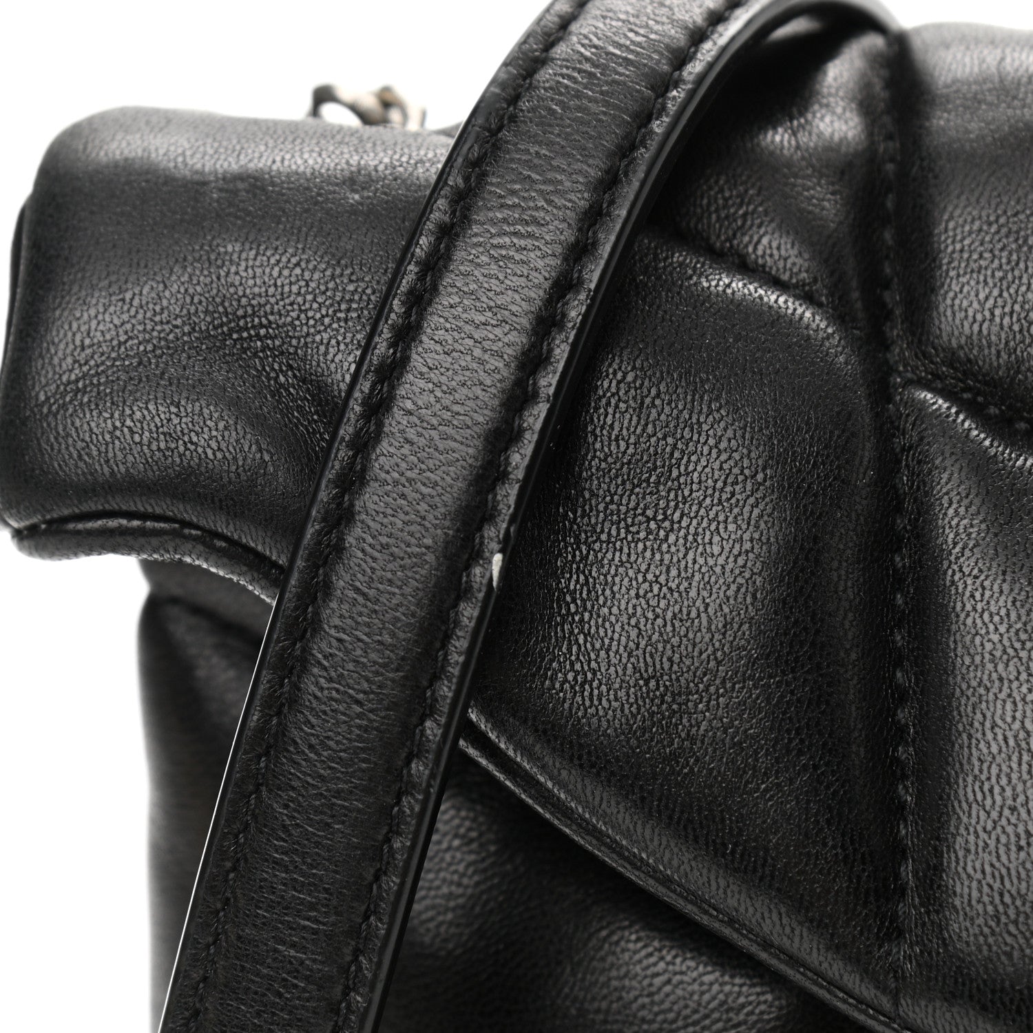 Saint Laurent Lambskin Quilted Toy Loulou Puffer Monogram Chain Satchel Black 12 of 16