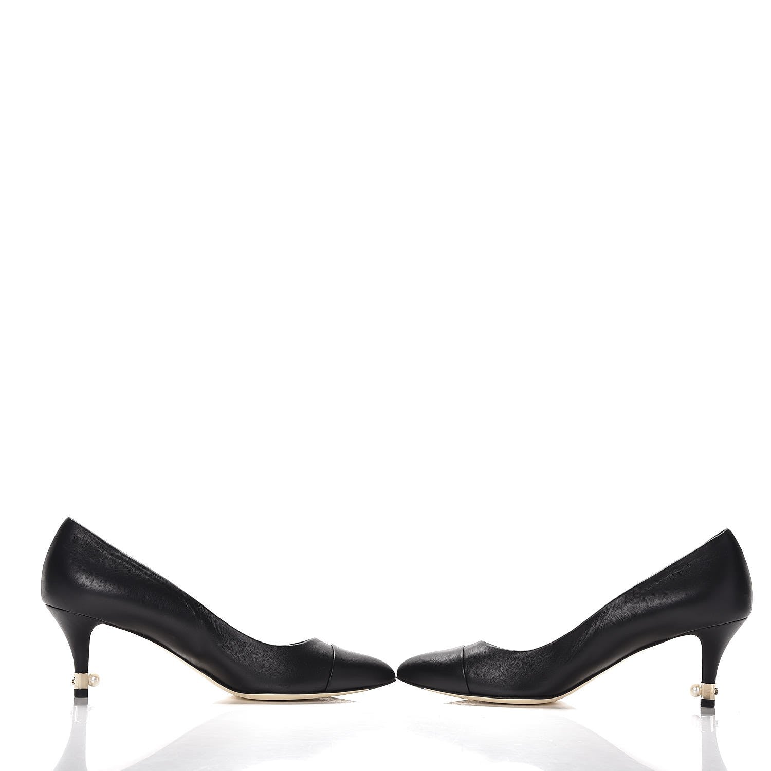 Chanel Lambskin Cap Toe Pearl Pumps 38.5 Black 5 of 11