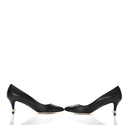 Chanel Lambskin Cap Toe Pearl Pumps 38.5 Black 5 of 11