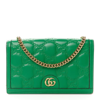 Gucci Calfskin GG Matelasse Chain Wallet Spring Green 1 of 11