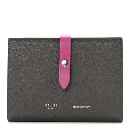 Celine Grained Calfskin Medium Multifunction Strap Wallet Grey Magenta 1 of 6