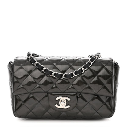 Chanel Striated Patent Quilted Mini Rectangular Flap Black 1 of 11