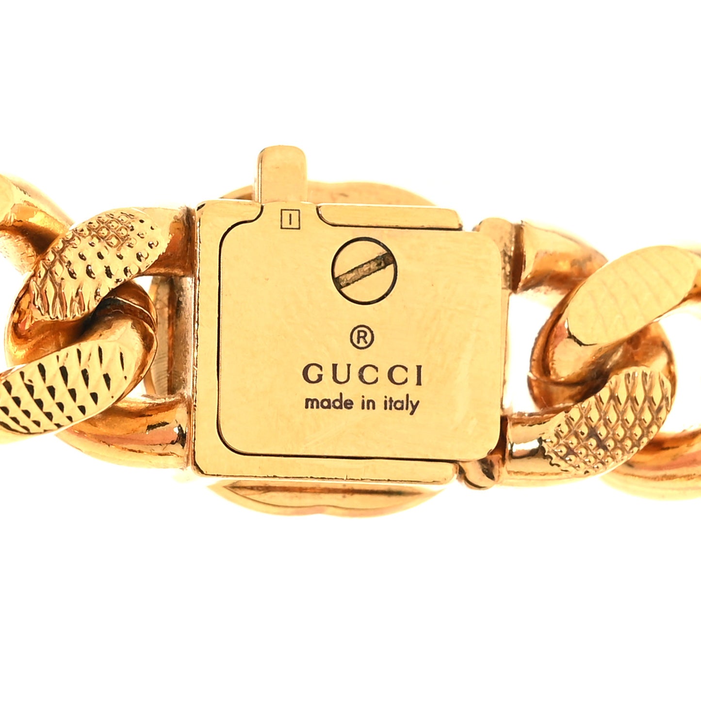Metal Script Logo Interlocking Chain Necklace Gold