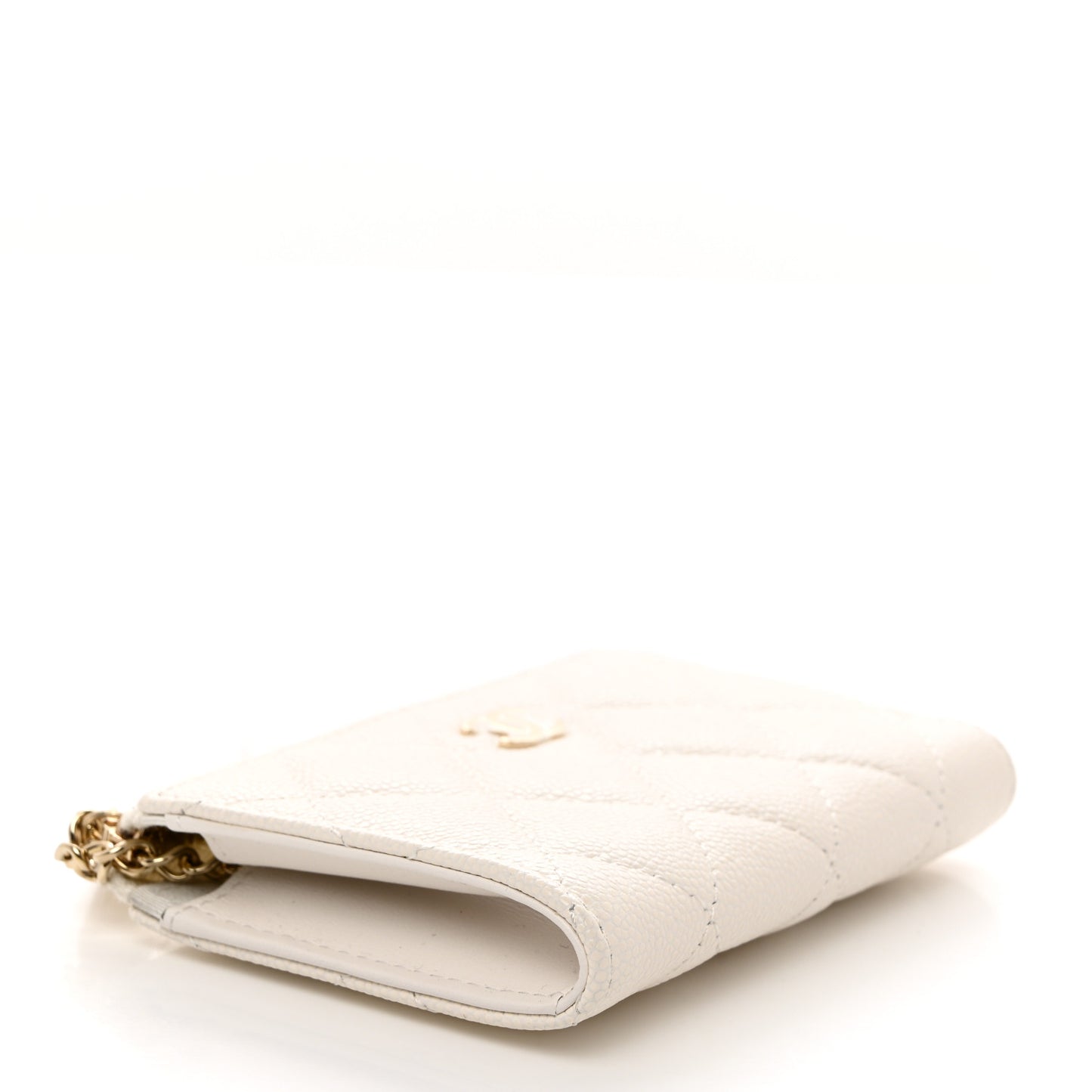 Caviar Quilted Zipped Key Holder Case White