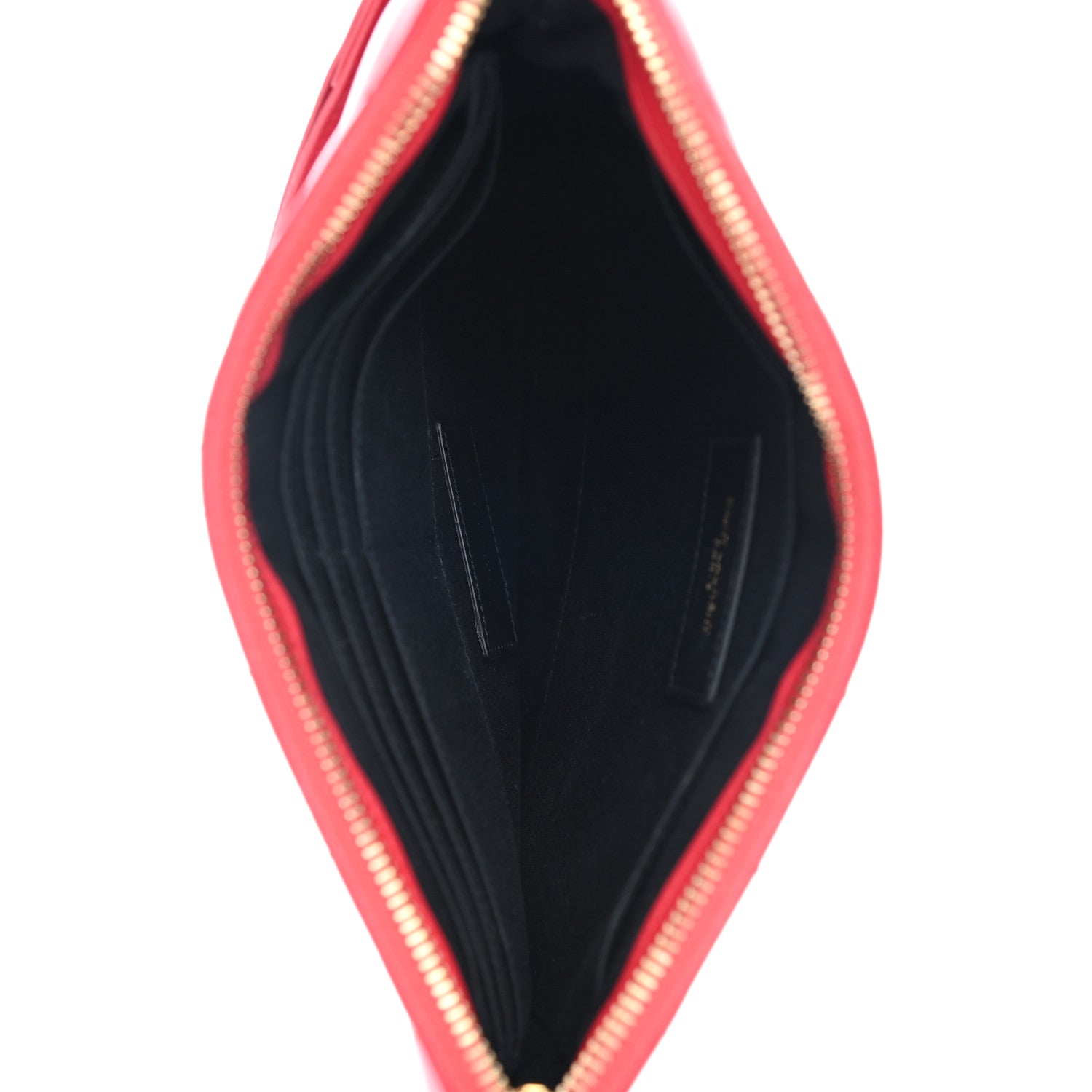 Saint Laurent Calfskin Matelasse Chevron Monogram A5 Wristlet Red 5 of 9