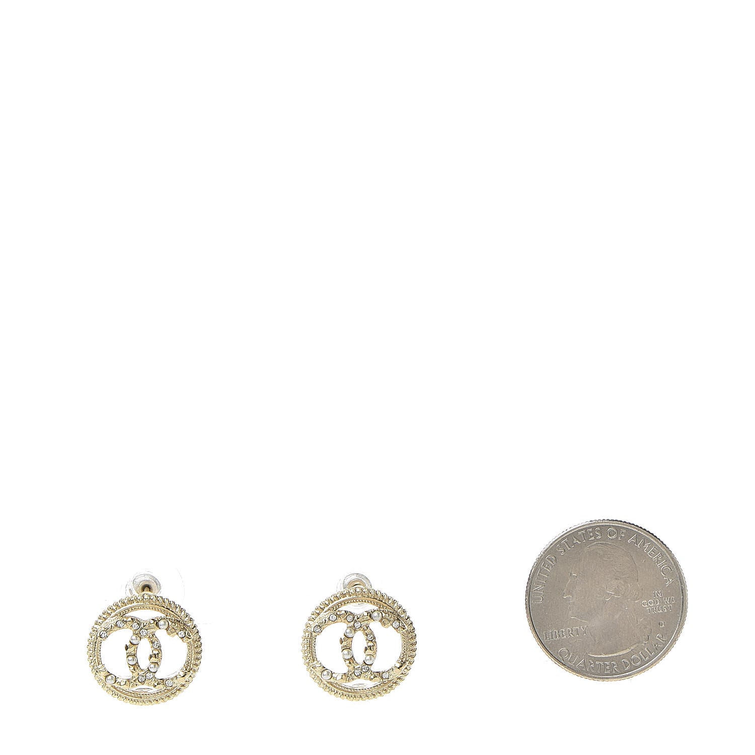 Chanel Pearl CC Round Earrings Gold 2 of 5