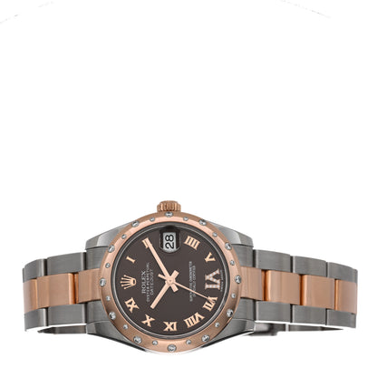 Rolex Stainless Steel 18K Everose Gold Diamond 31mm Oyster Perpetual Datejust Watch Chocolate Roman 178341 2 of 5