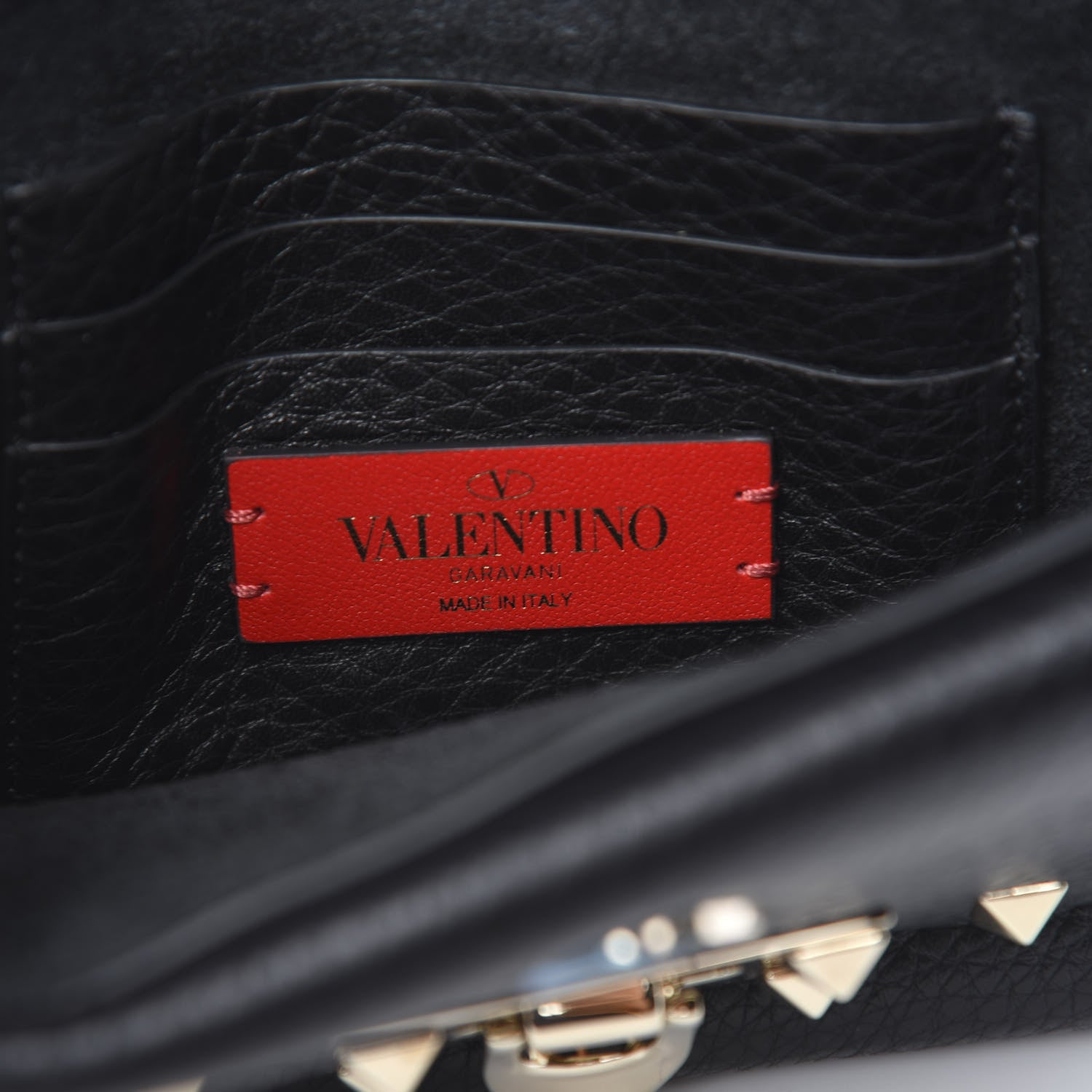 Valentino Garavani Grainy Calfskin Rockstud Double Flap Belt Bag Black 5 of 8