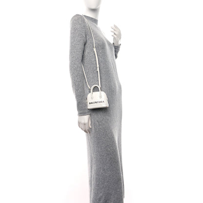 Balenciaga Calfskin Logo Crocodile Embossed Mini Ville Top Handle Bag White Black 2 of 13